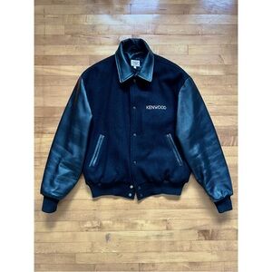 Crazy Kenwood Audio Vintage Satin Lined Premium Leather 1990s Varsity Jacket